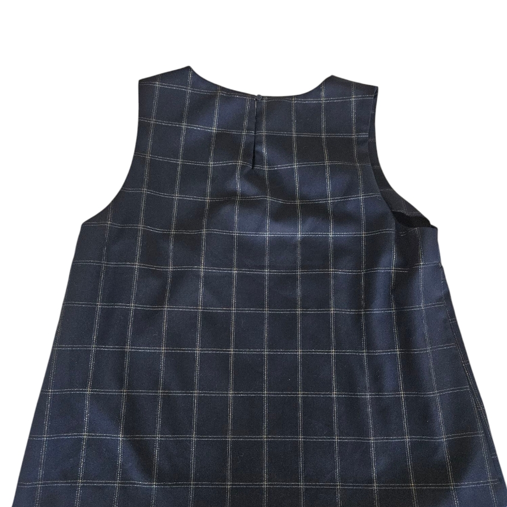 NWT Banana Repablic Plaid Shine Shell Navy Blue Checkered Sleeveless Top - Picture 6 of 9